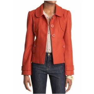 Anthropologie Tulle Kate wool-blend pea coat in a burnt sienna or orange sz xs